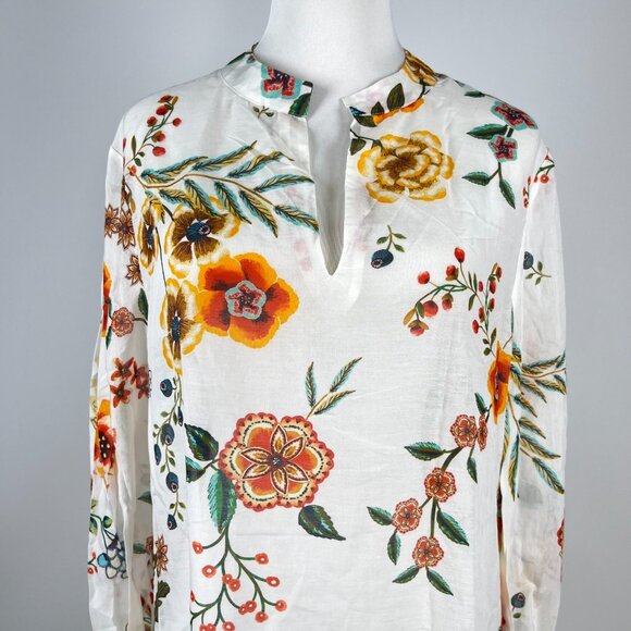 NWOT Johnny Was Ardella Silk Blend Maxi Dress/Cover up Floral Puff Sleeve Size S - Picture 3 of 14